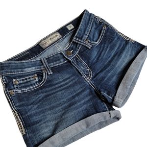 BKE Denim Jean Shorts Madison Women's Sz 26 Dark Wash Low Rise Stretch